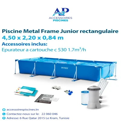Piscine tubulaire Intex Metal Frame 4,50 x 2,20 x 0,84 m avec épurateur
