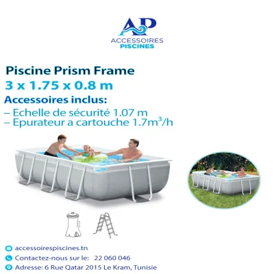 Piscine tubulaire Intex Prism Frame 3,00 x 1,75 x 0,80 m