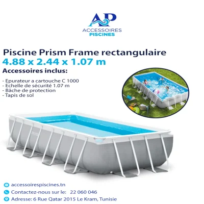 Piscine tubulaire Intex Prism Frame 4,88 x 2,44 x 1,07 m complète