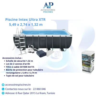 Piscine tubulaire Intex Ultra XTR 5,49 x 2,74 x 1,32 m avec filtre à sable
